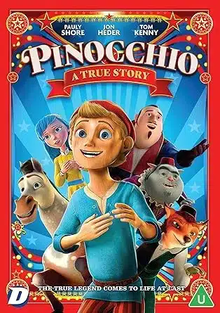 Movie cover of “Pinocchio” – classic tale of a wooden puppet learning right and wrong with his cricket guide.