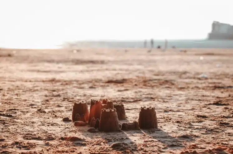 Sandcastles left to stand on the beach