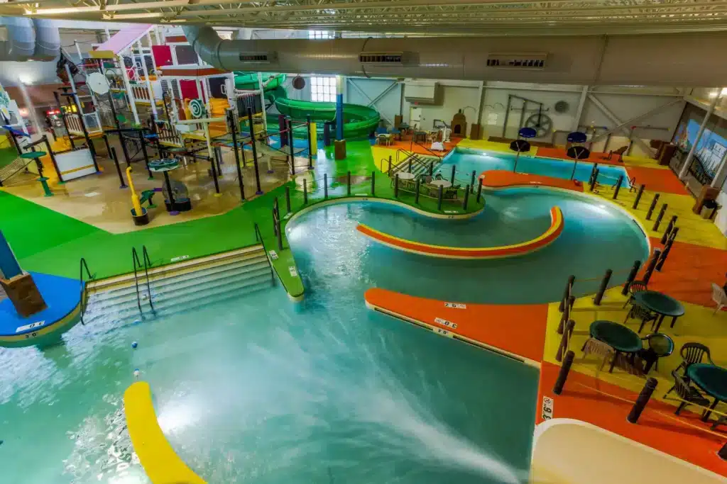 Indoor water park with kids play area at Grand Harbor Resort Dubuque in Iowa