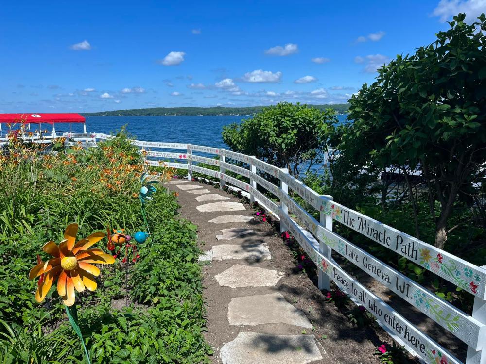 The Miracle Path with its white fences and overlooking Lake Geneva