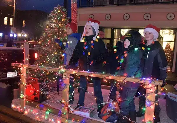 Kids waiting for the Christmas Tree lighting countdown at the Centennial Plaza in Menomonee Falls.