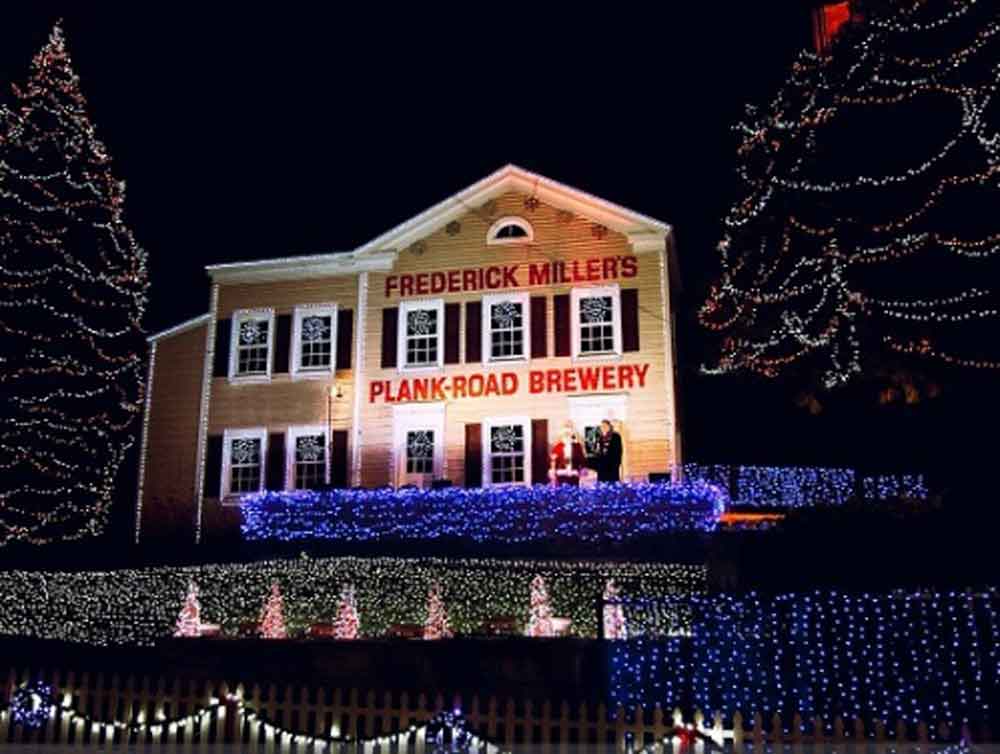 The Frank Miller's Plank Road Brewery is being lighted during the holidays.