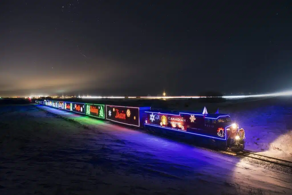 The Canadican Pacific Holiday Train as it travels in the outskirts of Milwaukee