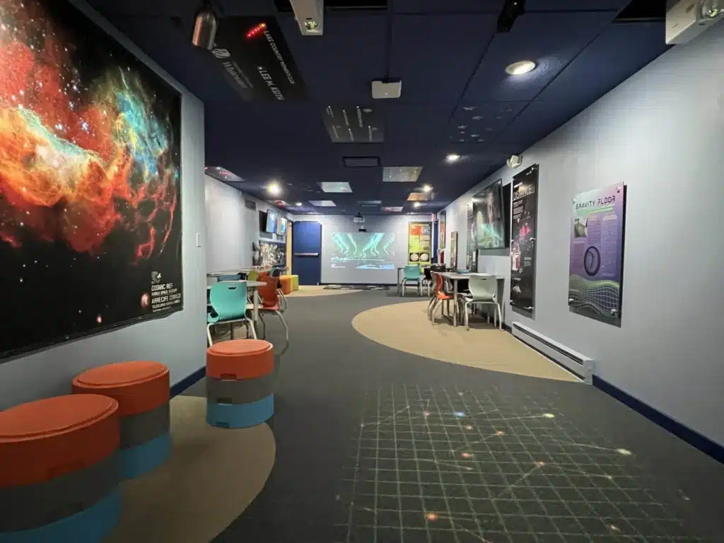 One of the hallways with wall posters about constellations at Retzer Nature Center in Waukesha