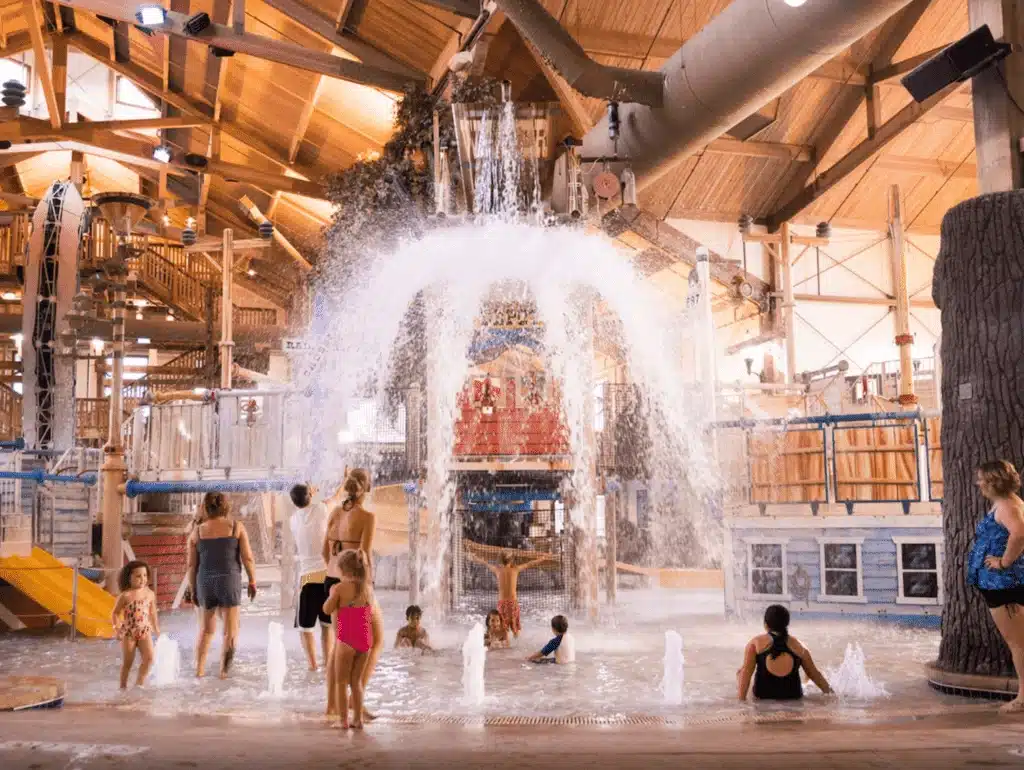 Indoor water park with raft ride at Springs Water Park at The Ingleside Hotel in Pewaukee