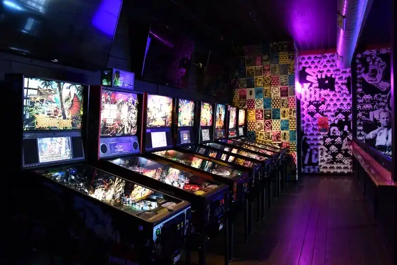 Different kinds of arcade games waiting to played at Up Down Milwaukee