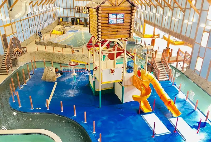 Indoor water play structure at Grand Bear Resort near Starved Rock Utica Illinois