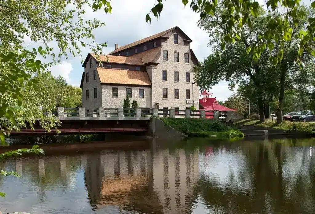 The Washington House Inn in Cedarburg as seen across the river