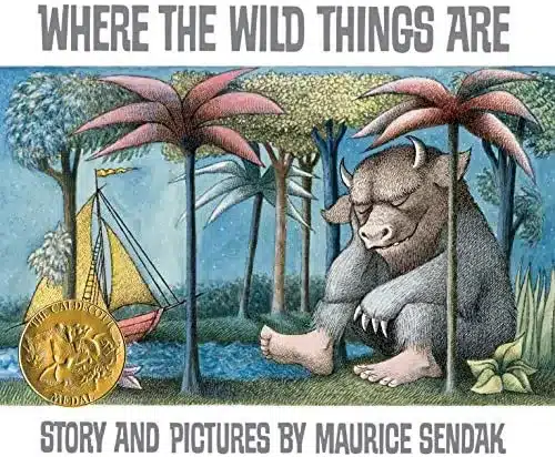 Book cover of “Where the Wild Things Are” by Maurice Sendak – imaginative journey to a wild fantasy world.